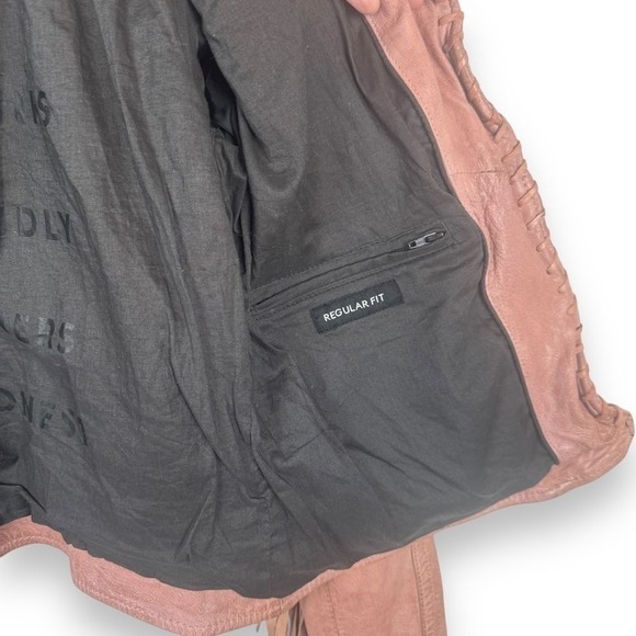 Mauritius Pink Fringe Lamb Leather Jacket Womens Size 6 Western Boho Coat NEW - Picture 15 of 16